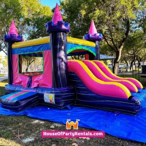 Combo Pink Bounce and Slide Combo Bounce House Rental Miami for Girls