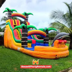 Water Slide Rental in tropical colors Tropical water slide rental Miami